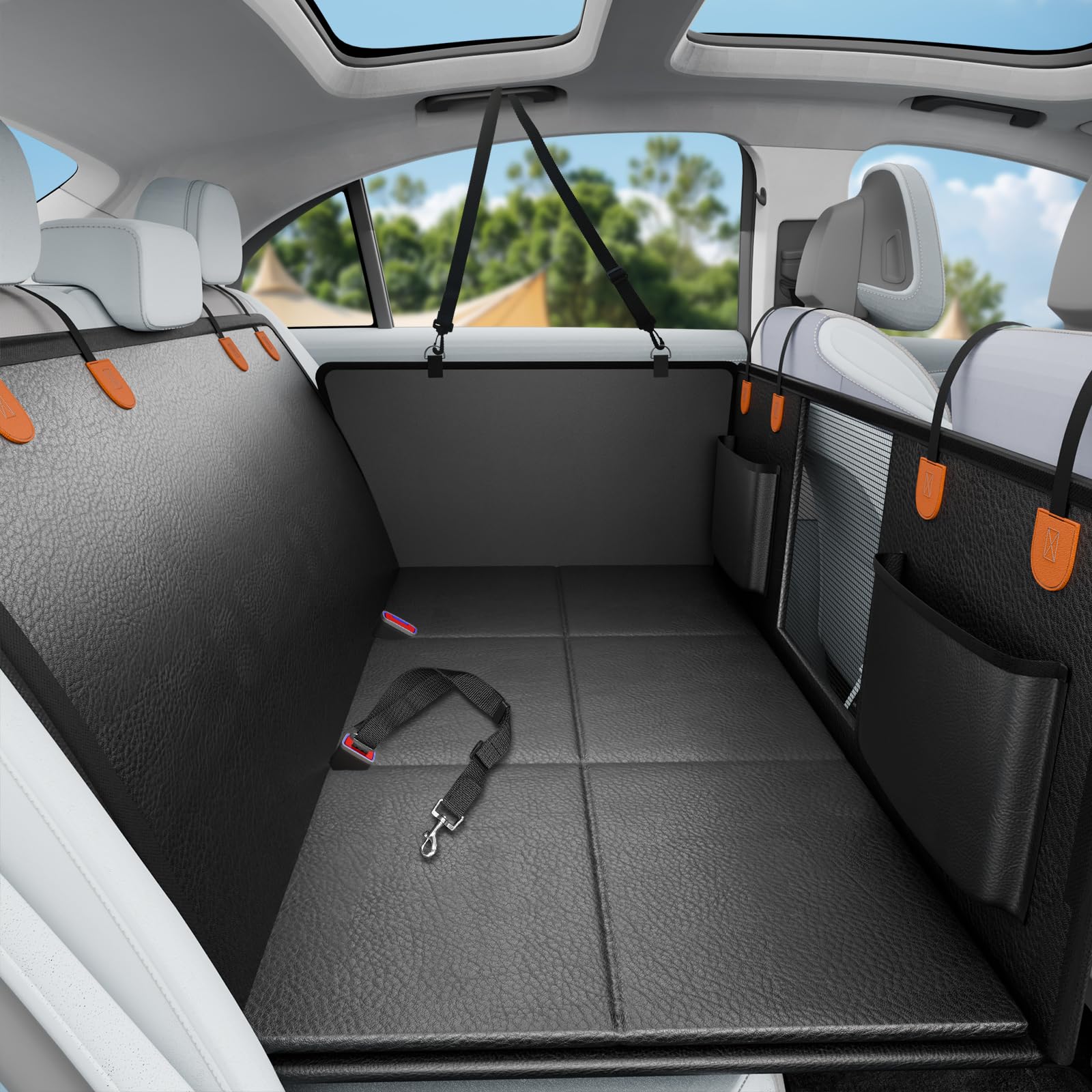 HikeSeptPals dog seat cover backseat hammock protects upholstery and boosts comfort.
