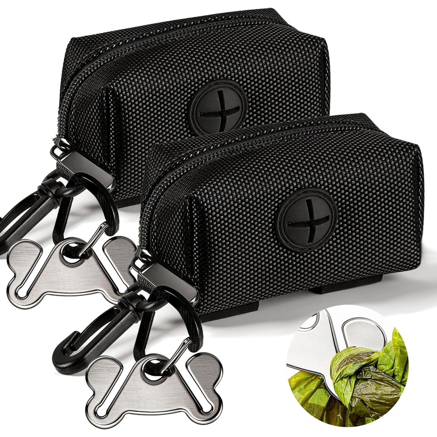 Hilihali dog poop bag dispenser in soft fabric for hands-free walks