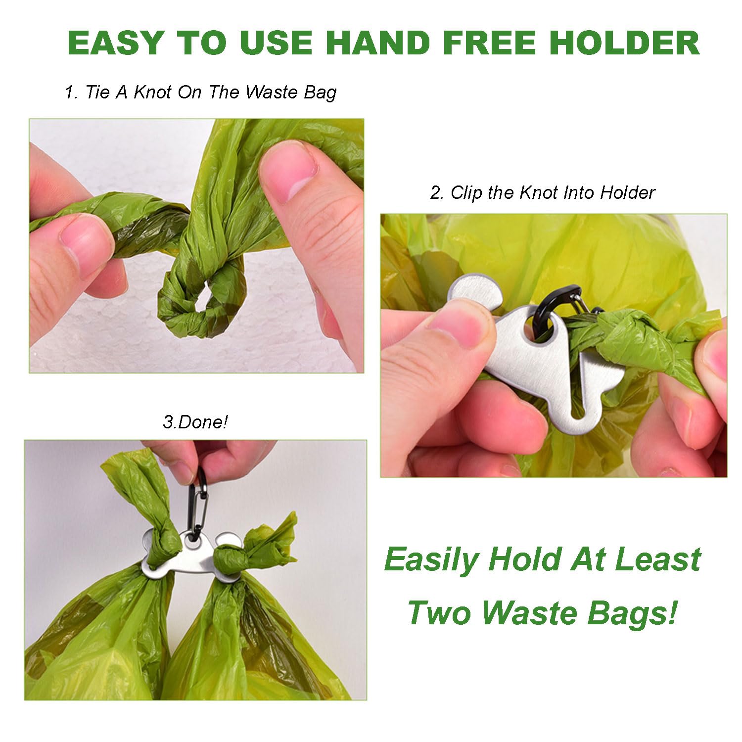 Hilihali dog waste bag carrier clip attaches easily.