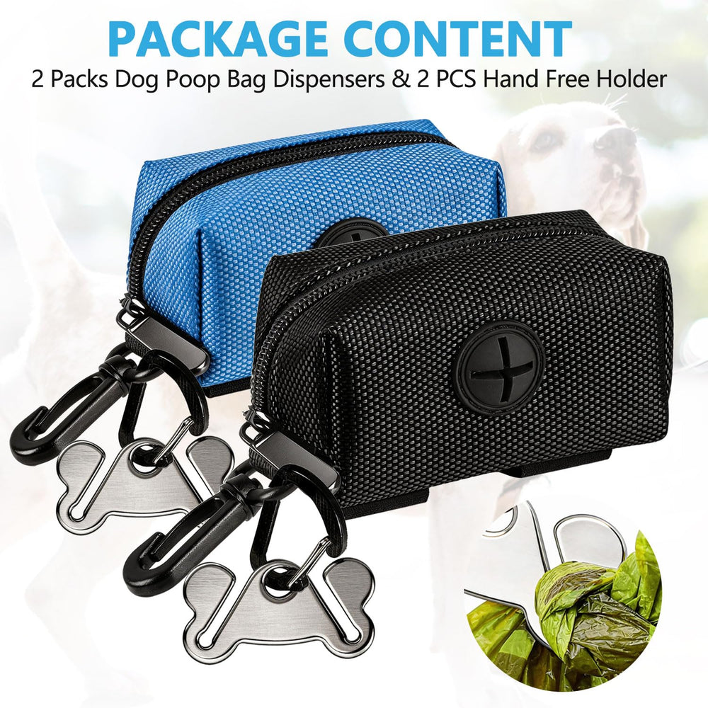 Hilihali two-pack waste bag set on leash for hands-free walks.