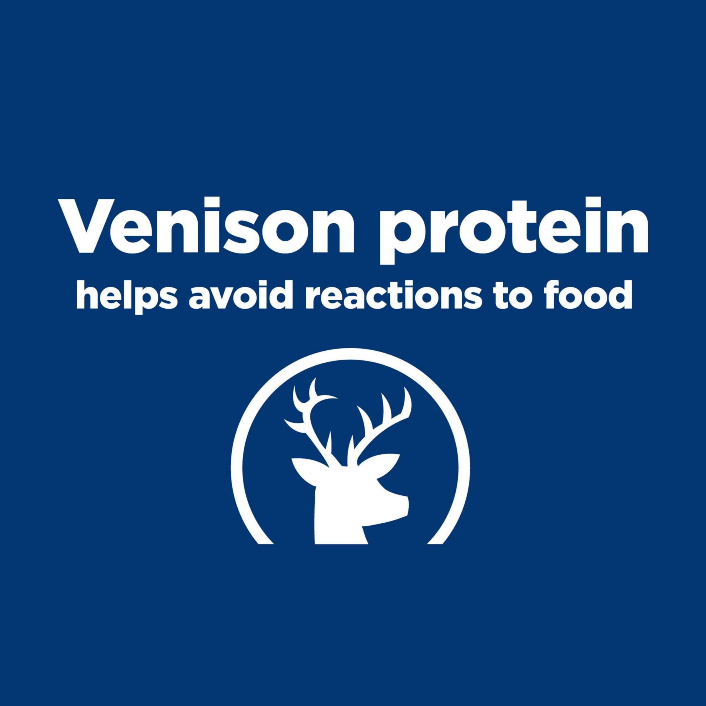 Hill's Prescription Diet d/d single-protein formula label closeup highlighting limited ingredients