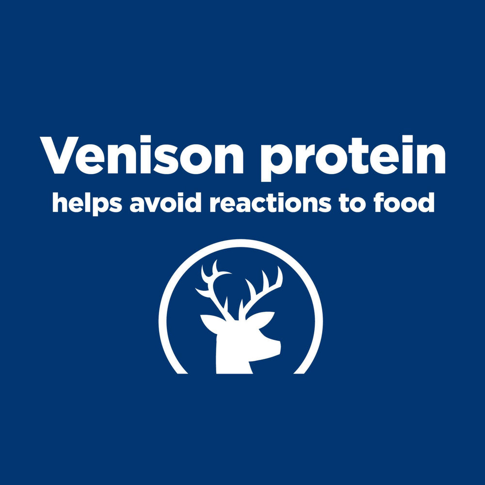 Hill's Prescription Diet d/d single-protein formula label closeup highlighting limited ingredients