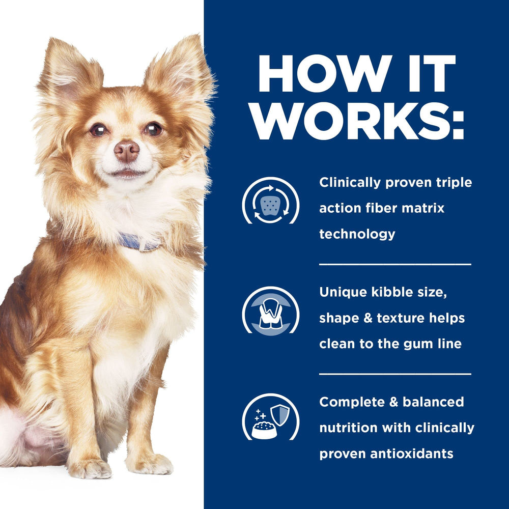 Triple action fiber matrix concept visual for dental cleaning in Hill's t/d