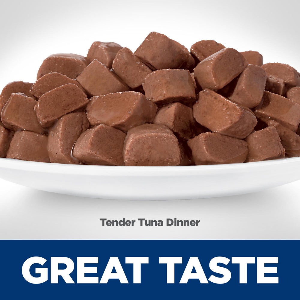 Hill's Science Diet tuna dinner pouch — made in the USA with globally sourced ingredients.