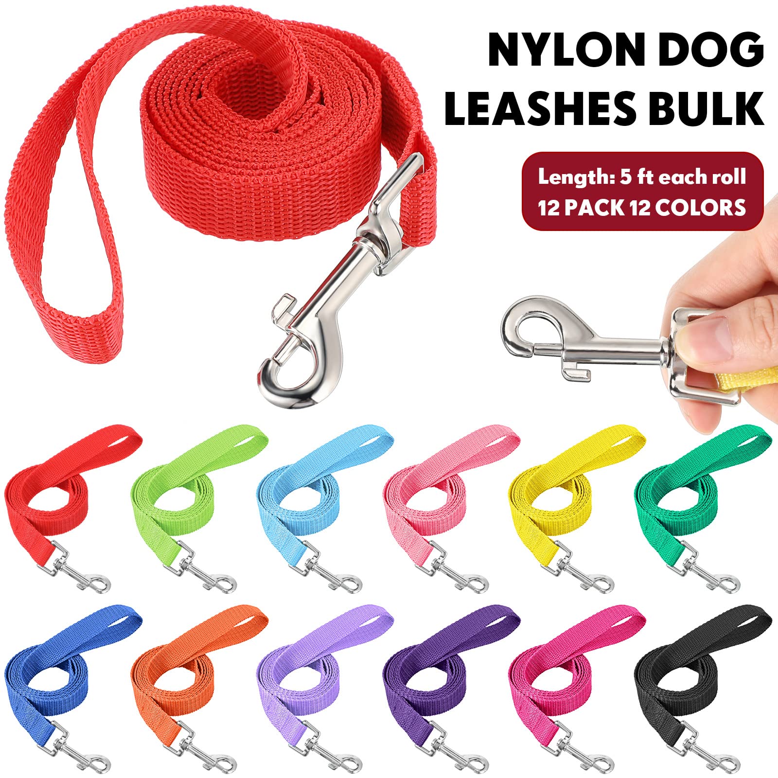 Hillban nylon puppy leash with D-ring for durable control.