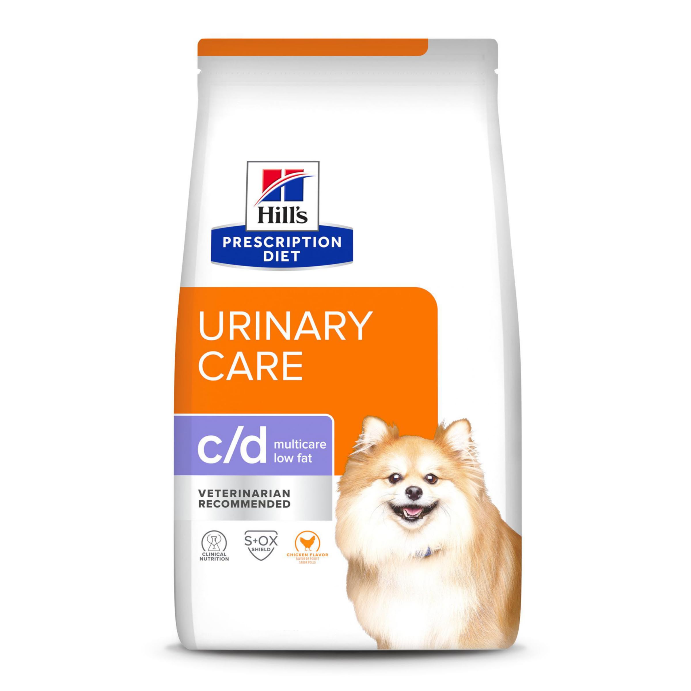 Hill's Prescription Diet c/d Multicare Low Fat dry dog food chicken 8.5 lb bag for urinary care