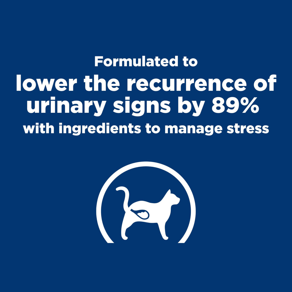 Hill's c/d Multicare Stress packaging side label details minerals supporting urinary balance.