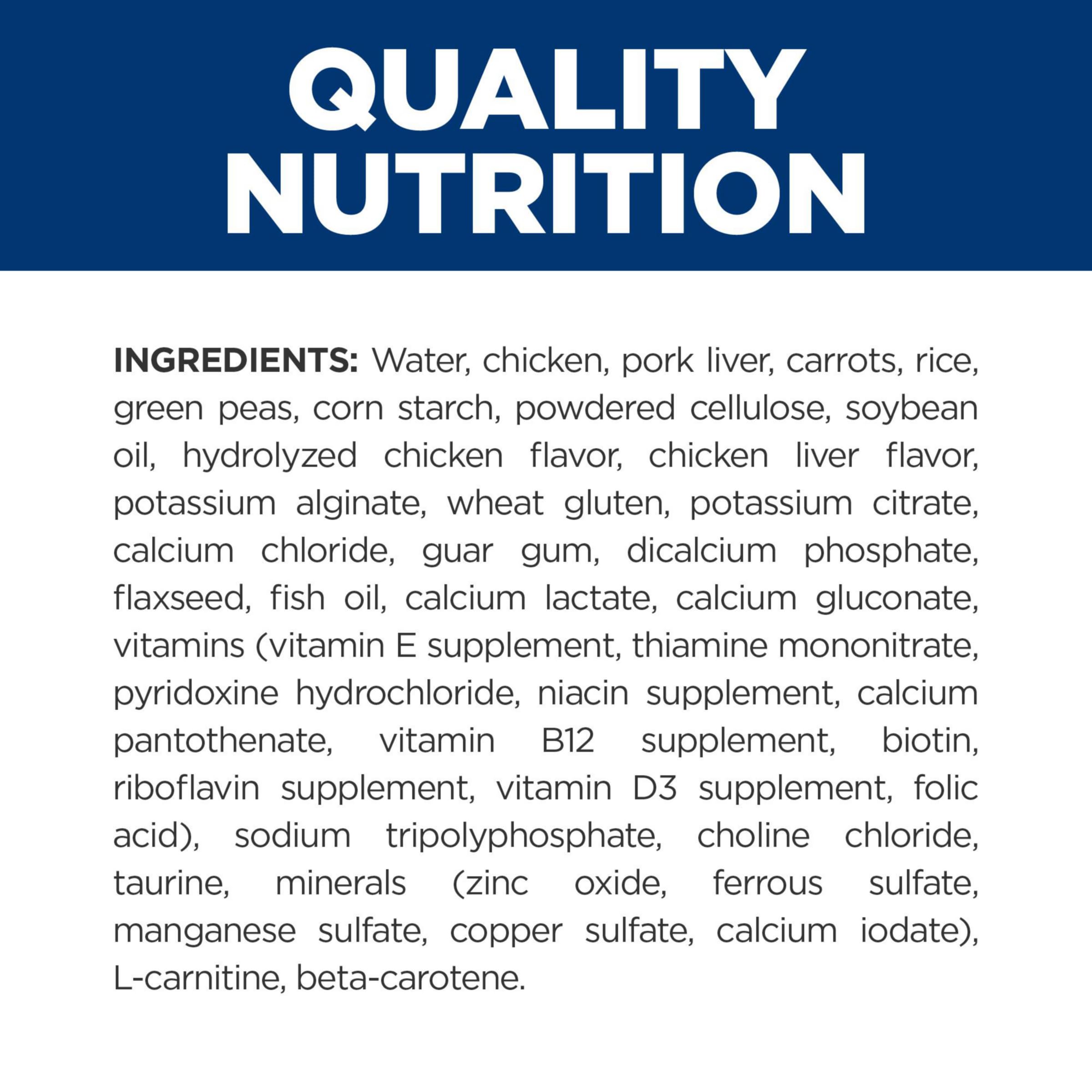 Hill's Prescription Diet CD Multicare urinary stew dog eating to illustrate palatability and routine.