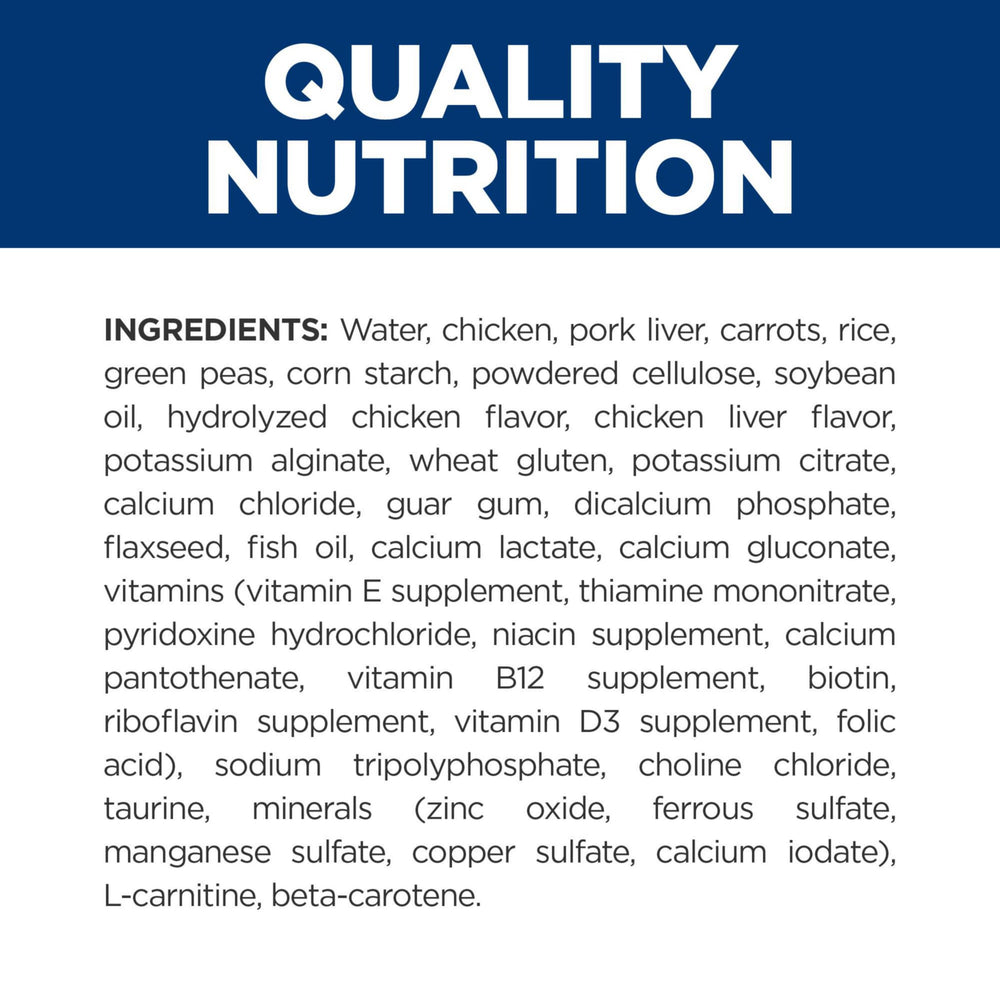 Hill's Prescription Diet CD Multicare urinary stew dog eating to illustrate palatability and routine.