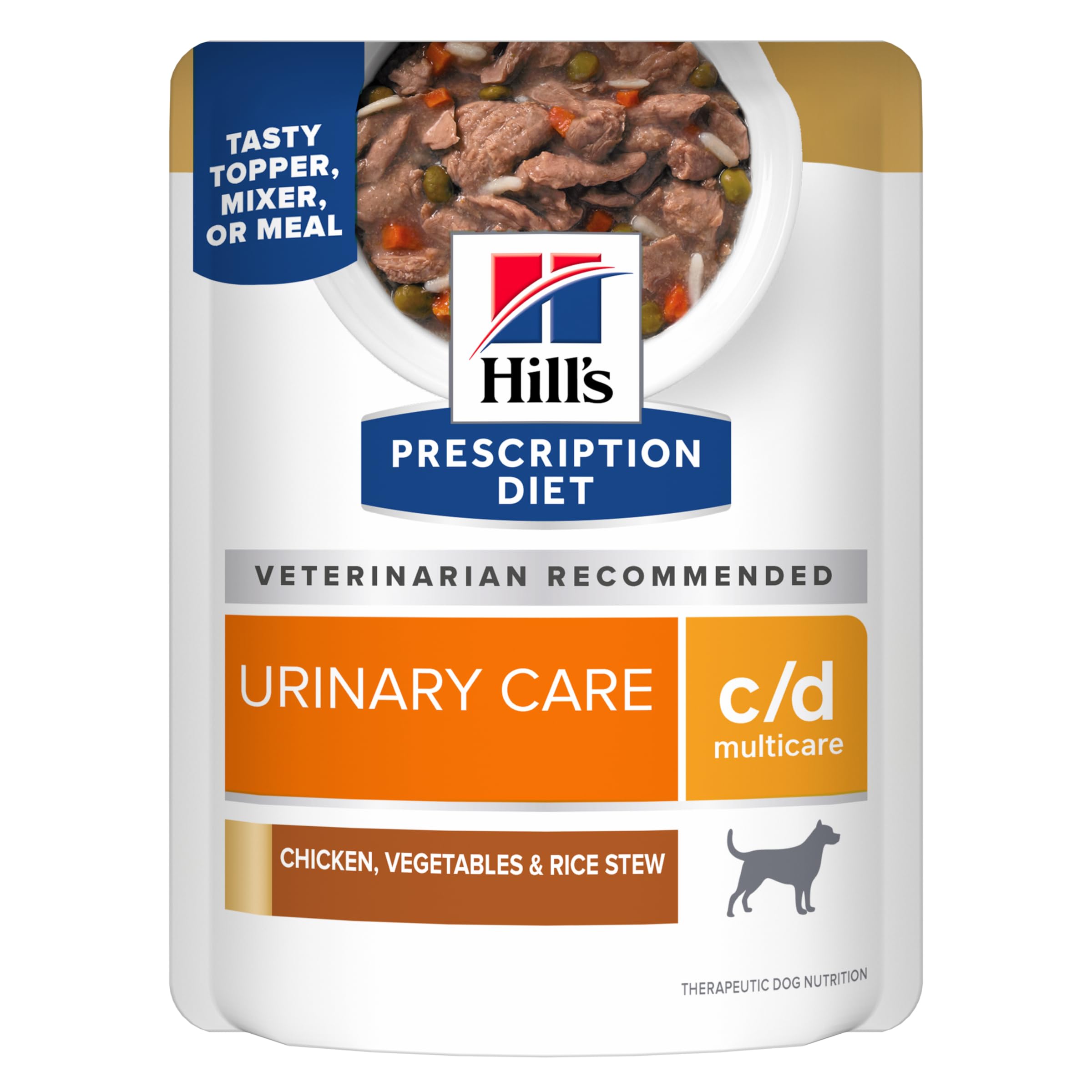 Hill's Prescription Diet CD Multicare urinary stew pouch pack shot highlights convenient packaging for urinary care.
