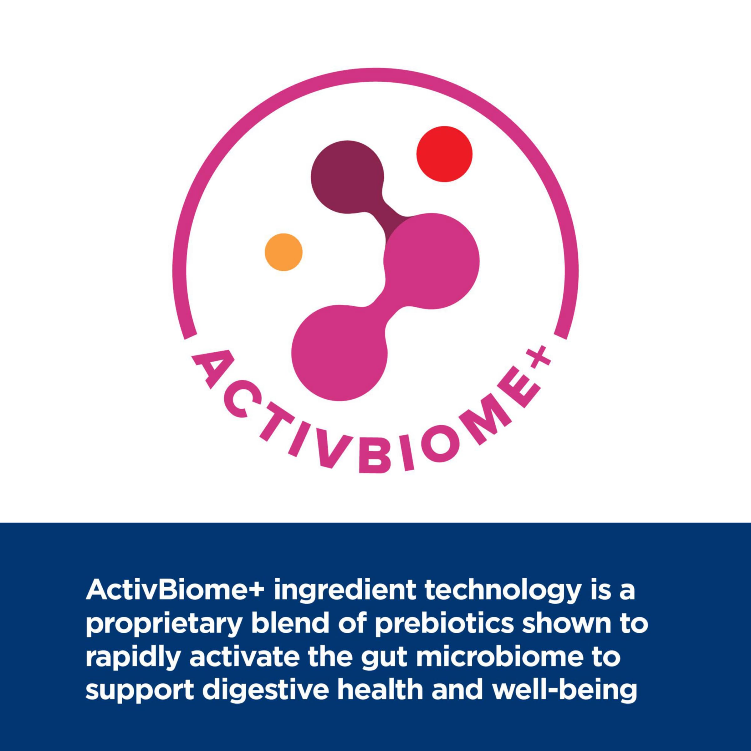 Label highlights prebiotic fiber blend for regular digestion in Hill's GI Biome