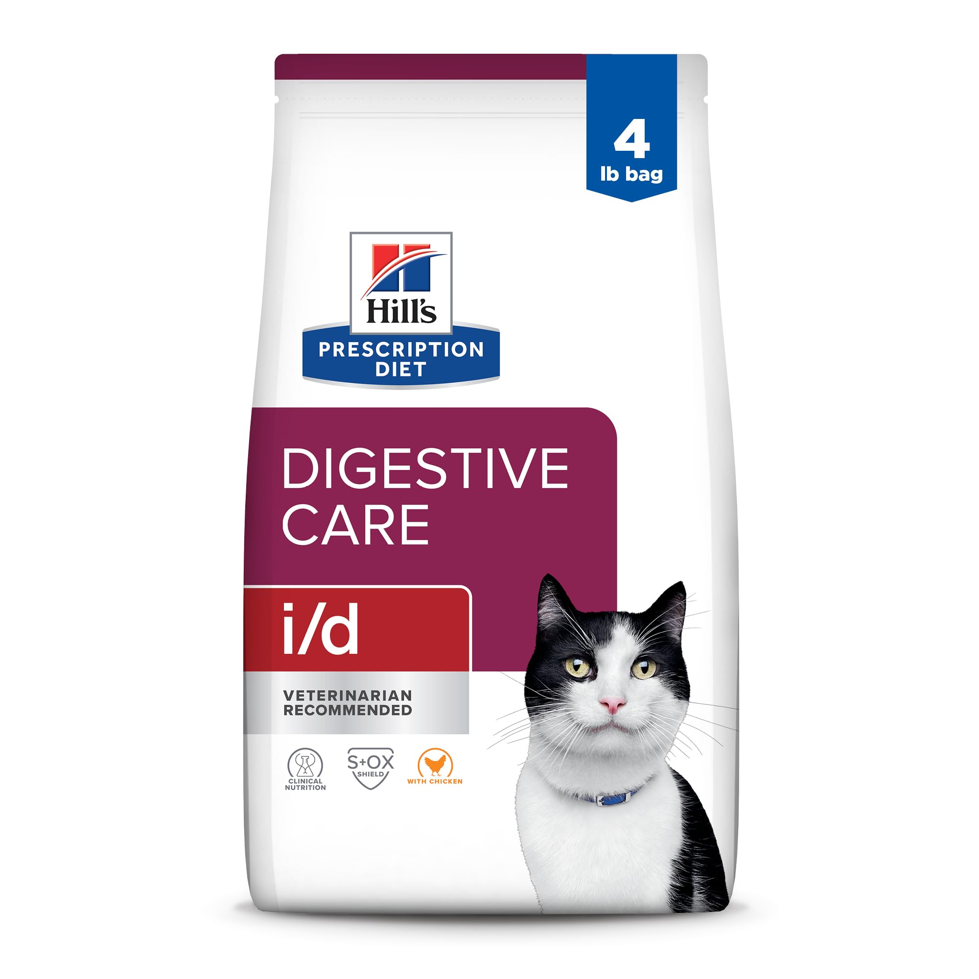 Hill's i/d dry cat food chicken 4 lb bag for digestive support