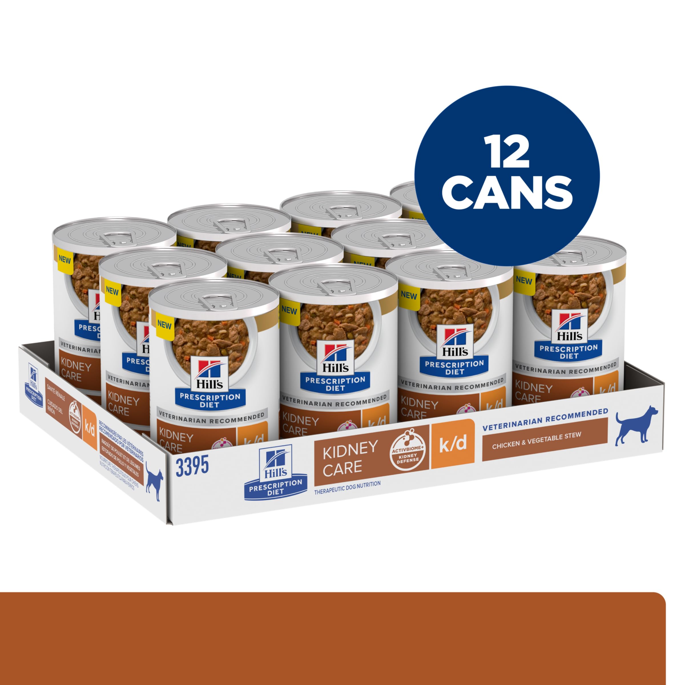 Hill's k/d wet dog food with chicken and vegetables supports kidney health