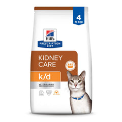 Hill's Prescription Diet k/d Kidney Care chicken dry cat food in bowl supports kidney health
