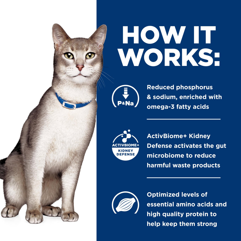 Veterinarian-developed Hill's k/d kidney care formula nutrition panel