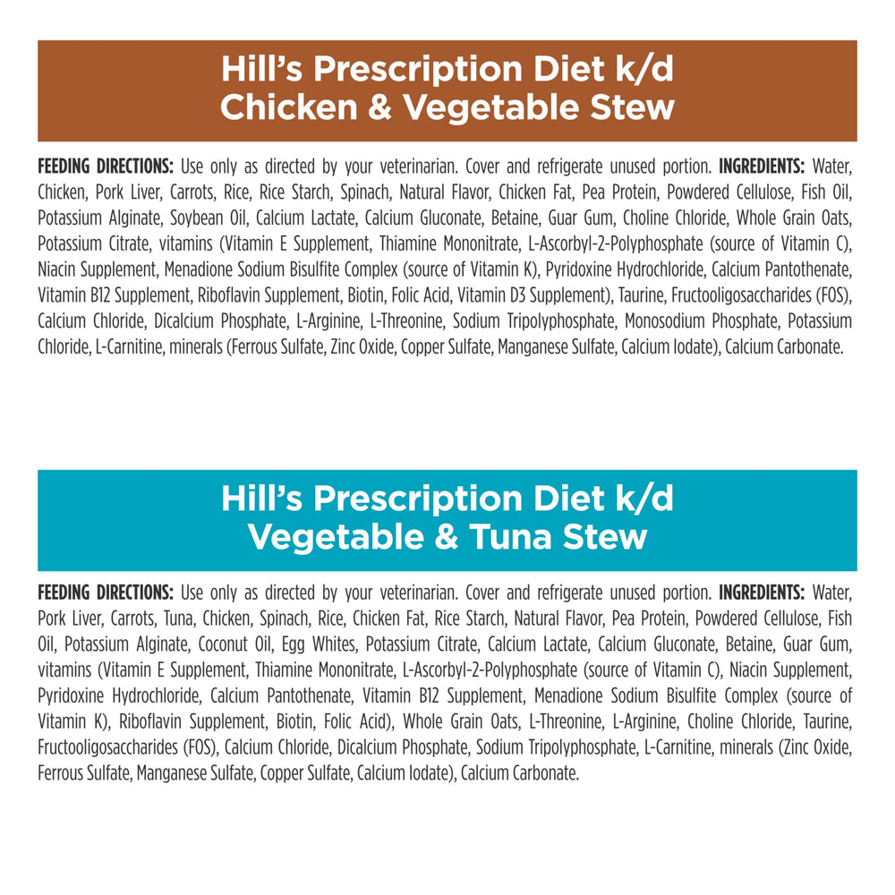 Hill's k/d vegetable and tuna stew can add texture to meals