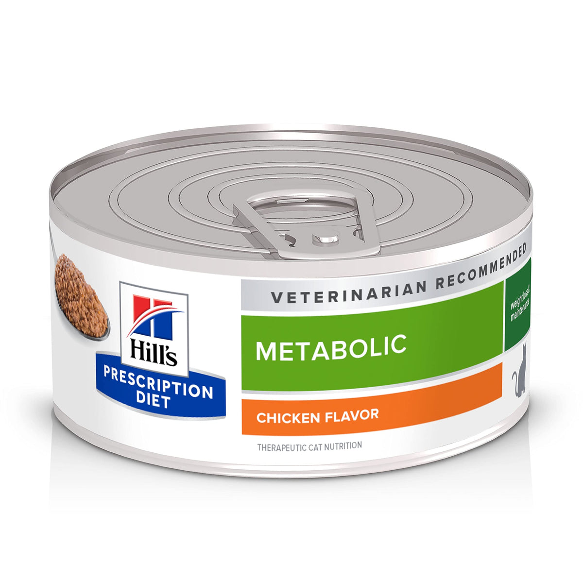 HILL'S Prescription Diet Metabolic packaging shows weight management for cats.
