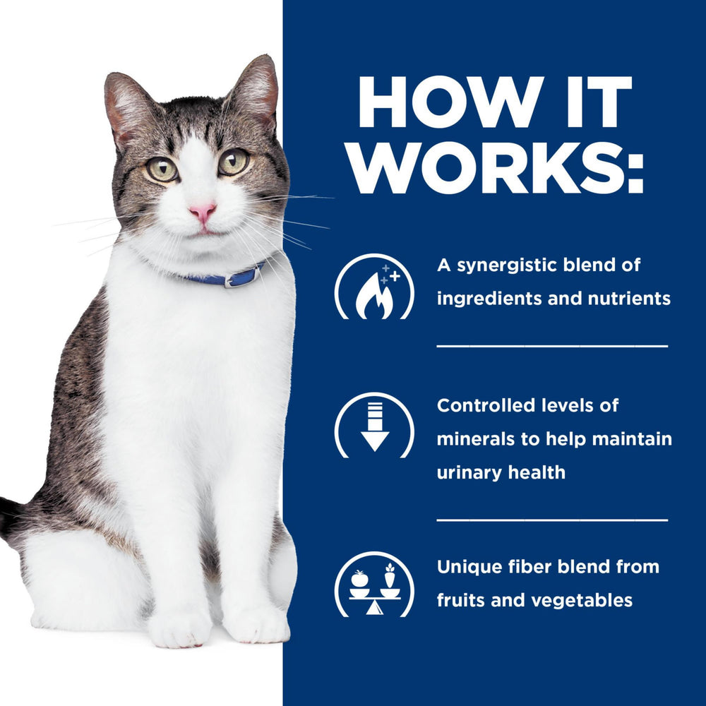 Promotional label highlighting USA-made and veterinary formulation for Hill's Metabolic + Urinary.