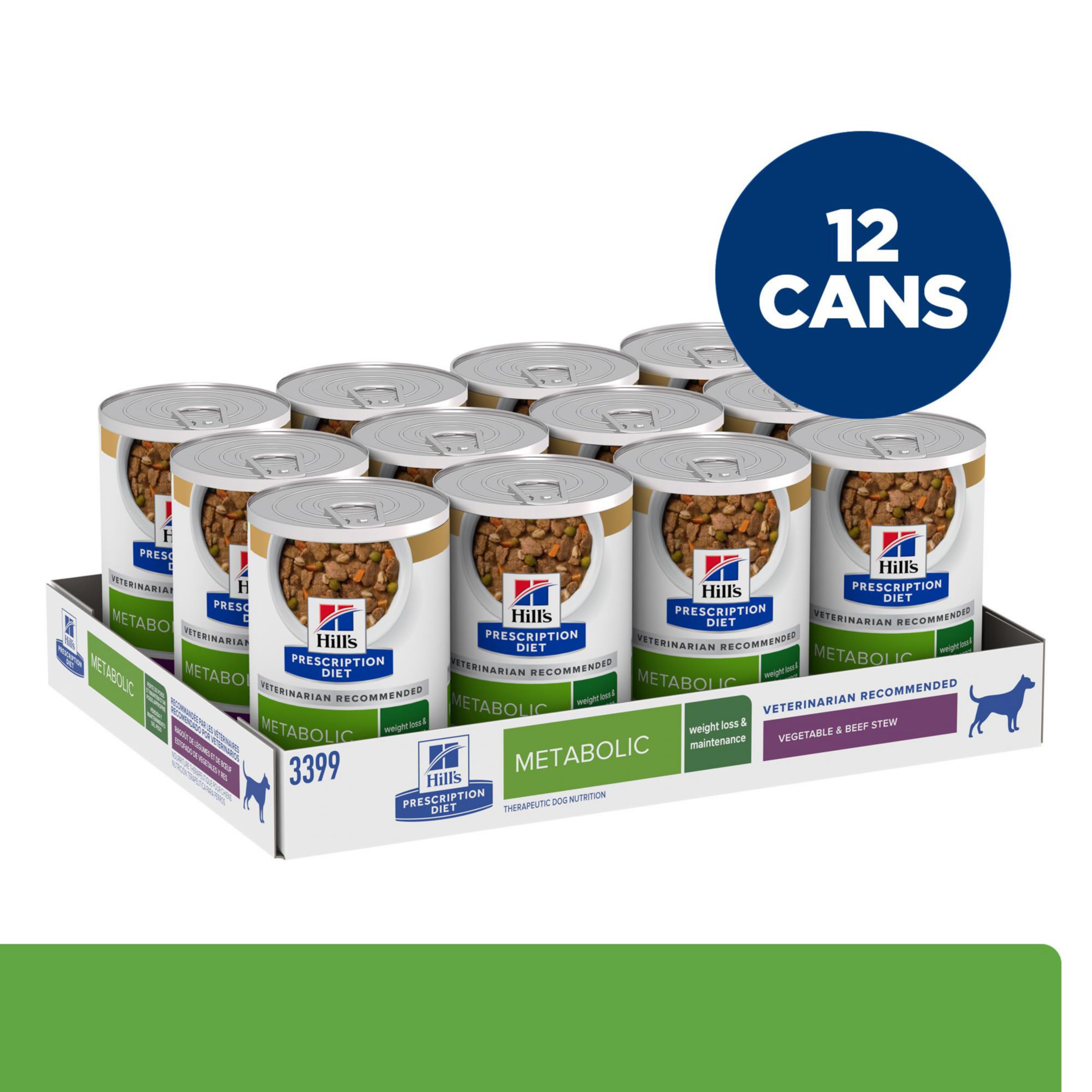 Hills Prescription Diet Metabolic dog cans 2 showing weight management potential.
