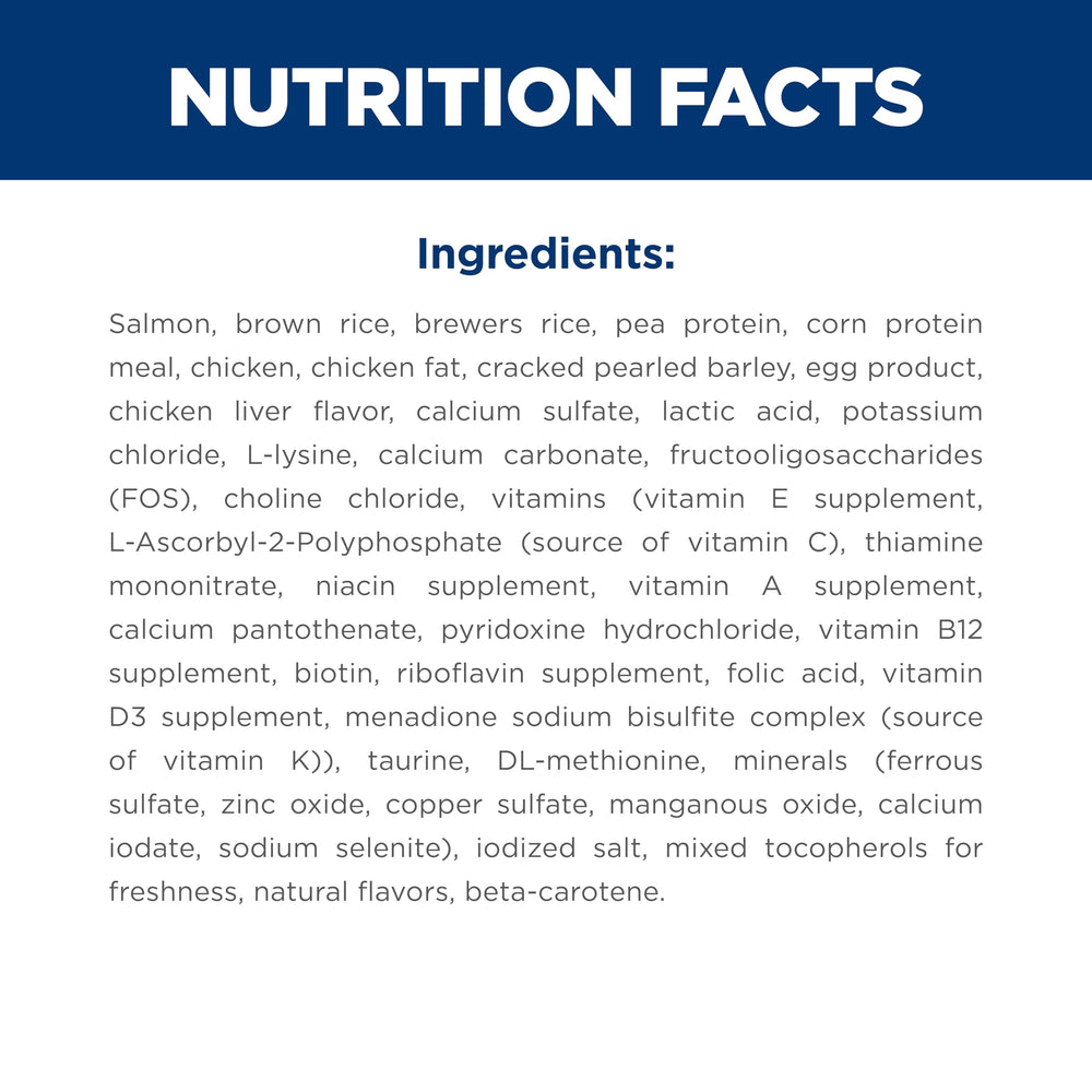 Hill's Science Diet 30 nutrients label indicating complete nutrition