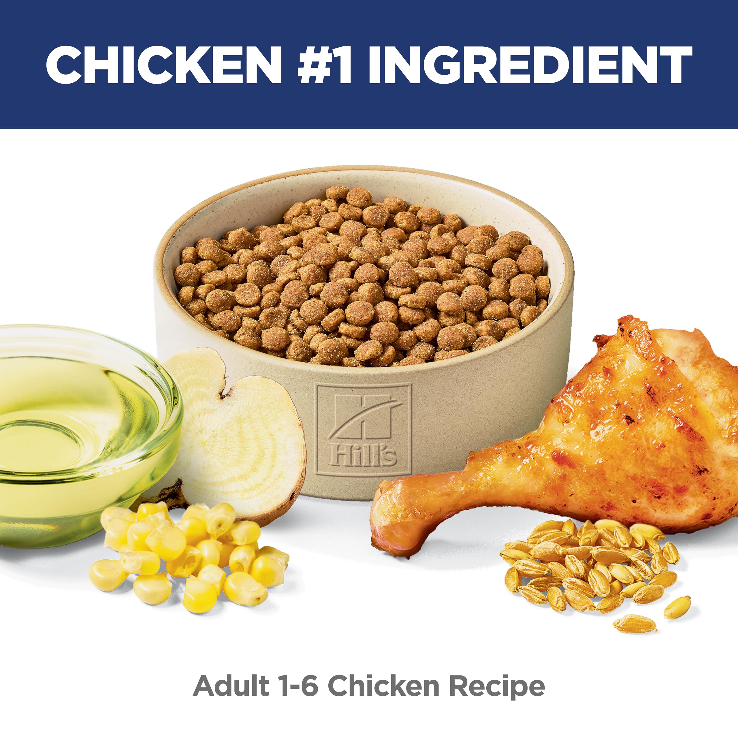 Hill's Science Diet dry kibble close-up showing natural ingredients