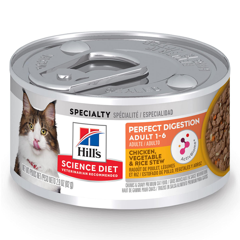 Hill's Science Diet chicken stew can image highlighting digestion-supporting formula