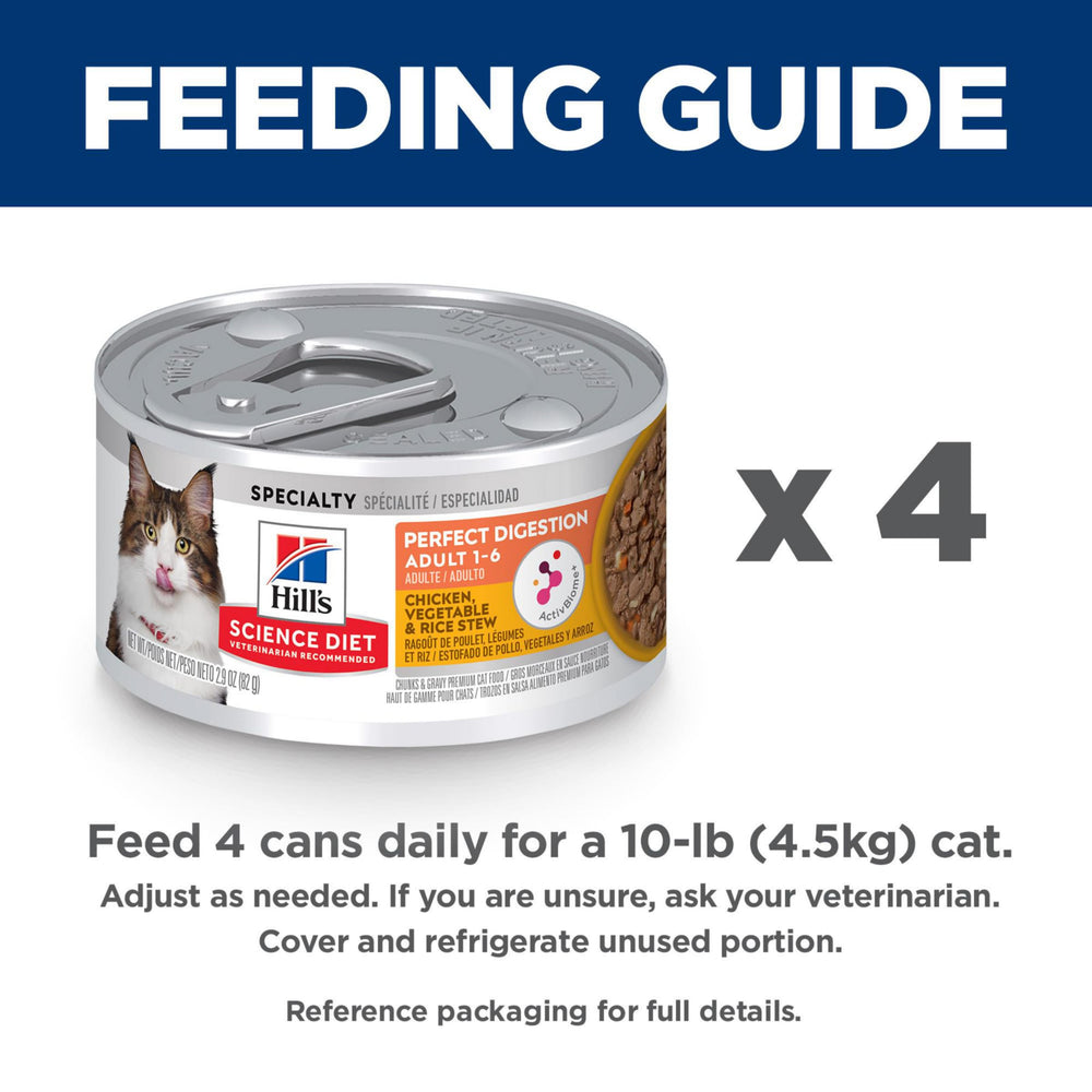 Hill's Science Diet perfect digestion wet cat food image suggesting digestion benefits