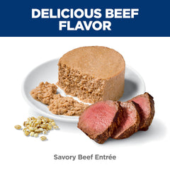 Serving bowl with Hill's Science Diet beef minced for mealtime.