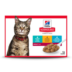 Hill's Science Diet Adult 1-6 Variety Pack front view, flavor variety for cats