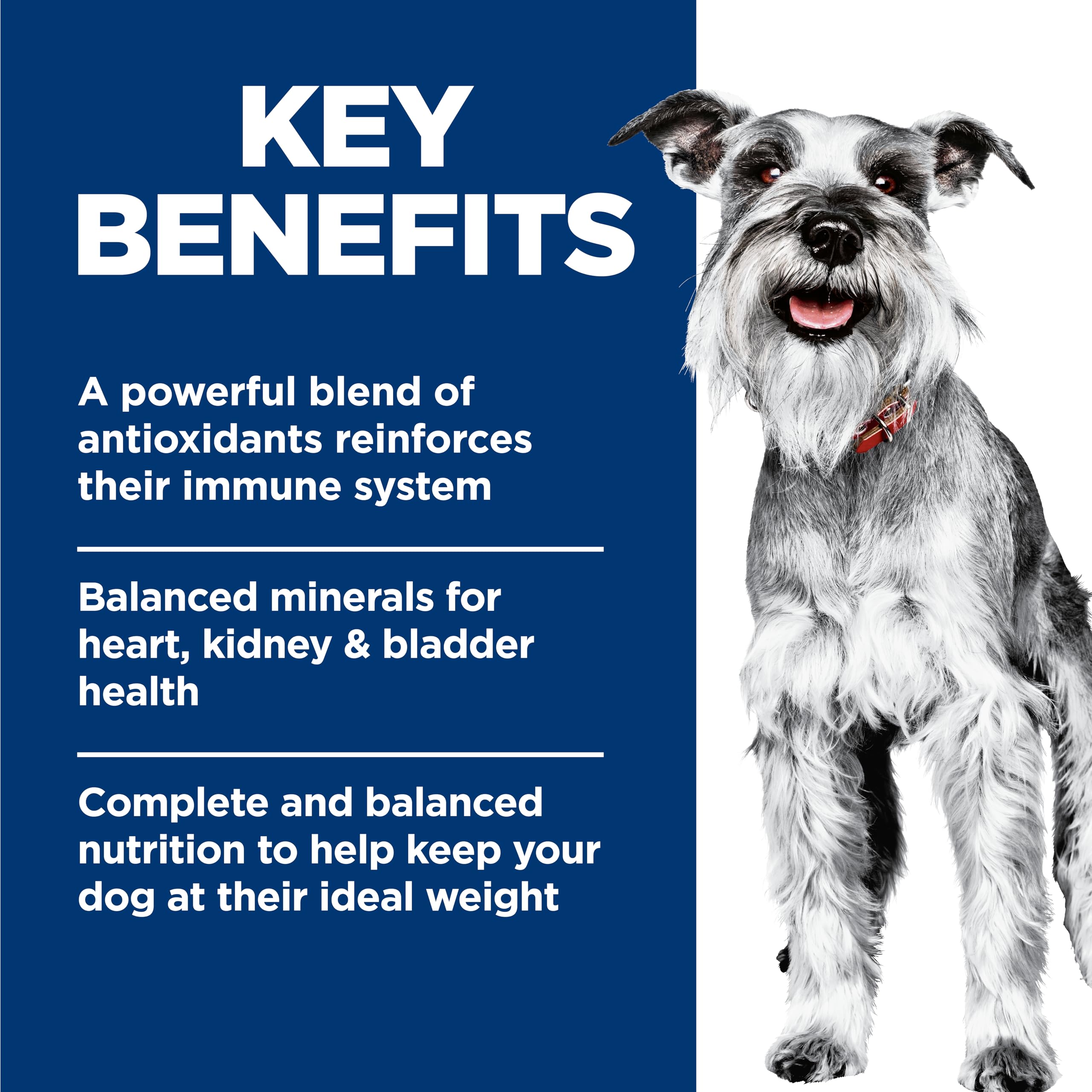 Hill's Science Diet Adult 7+ label close-up shows chicken and barley for lean muscle.
