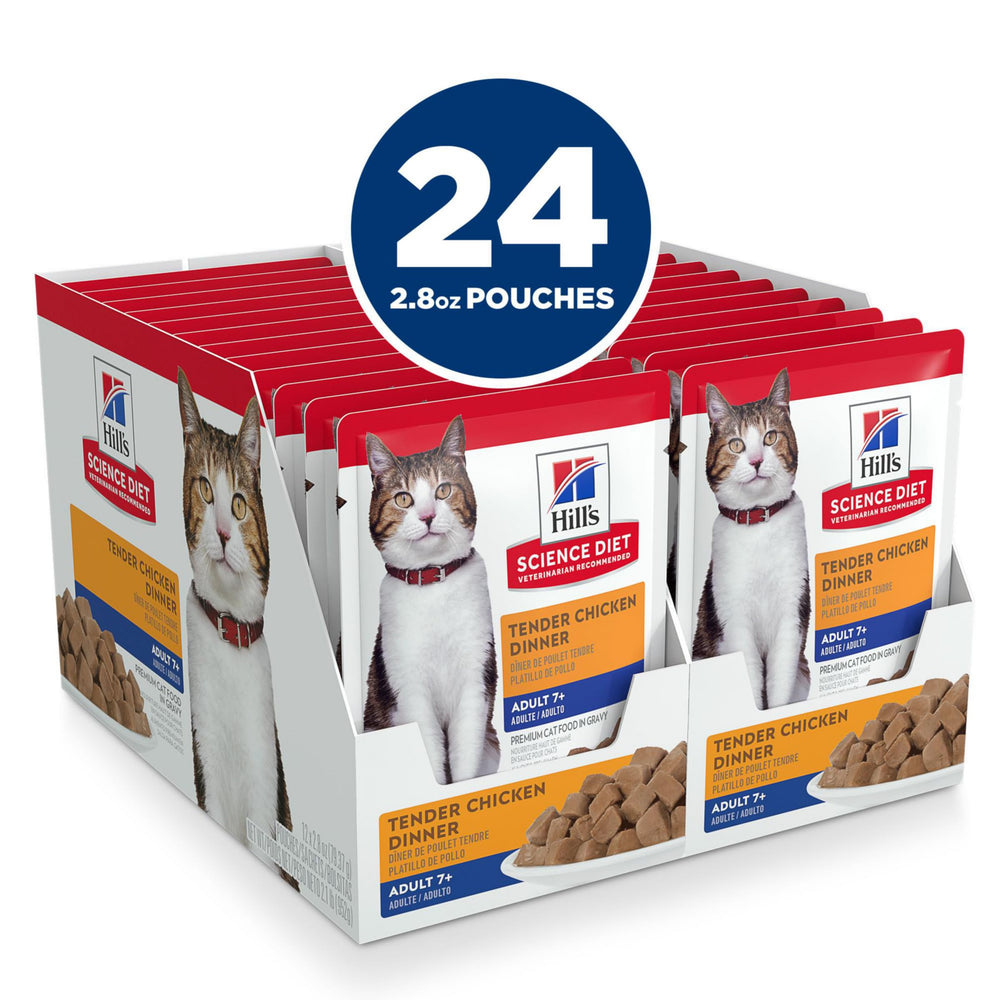 Hill's Science Diet Adult 7+ Chicken Stew serving image shows lean muscle support