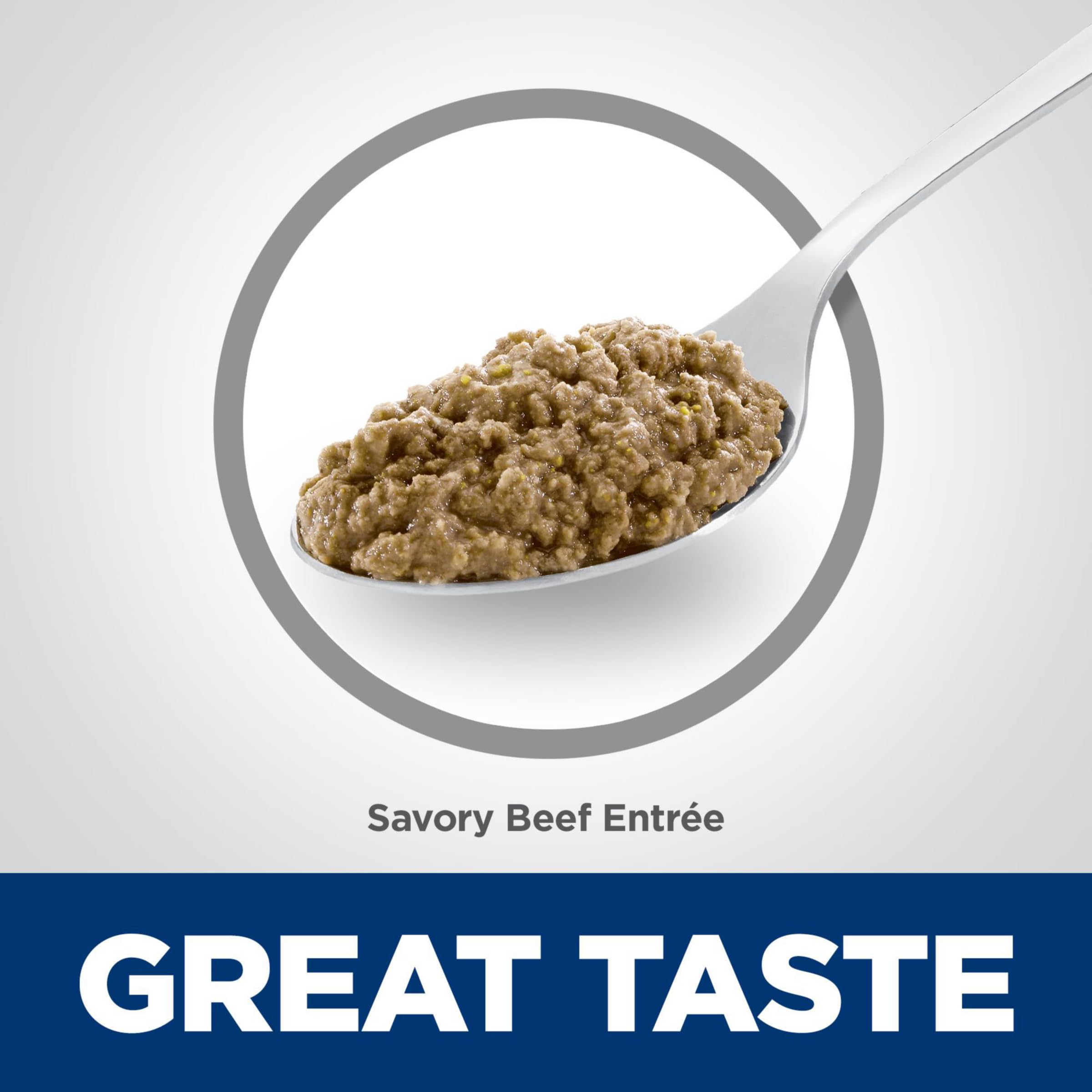 Hill's Science Diet Adult 7+ Beef Minced texture image; savory meal with appealing mouthfeel.
