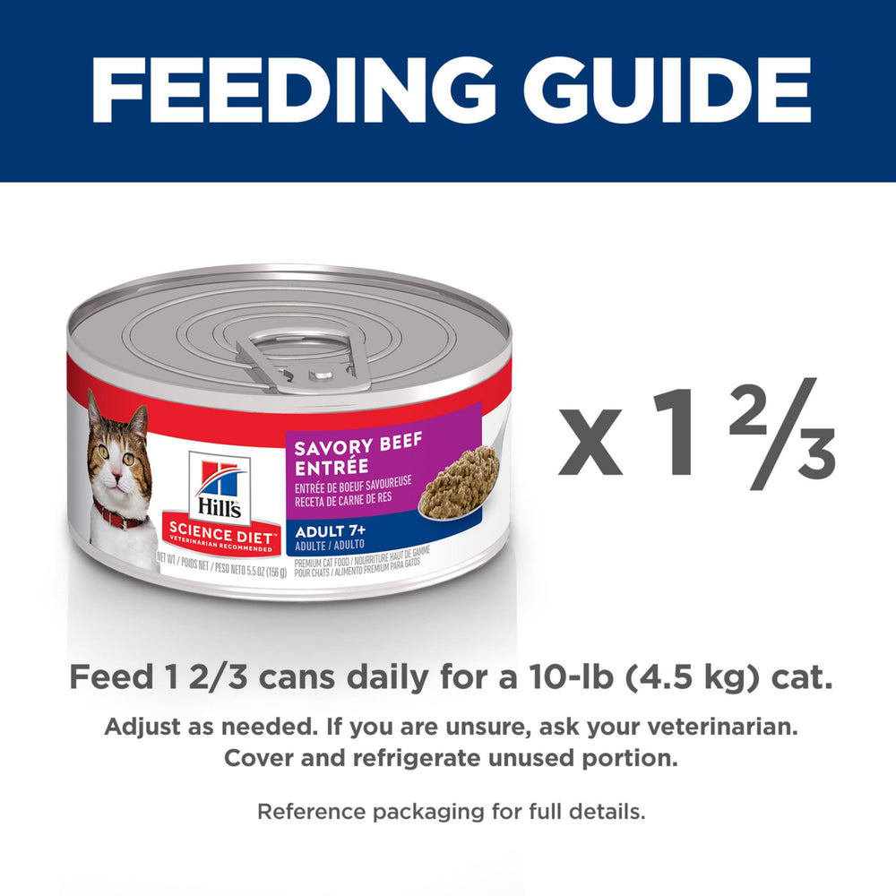Hill's Science Diet Adult 7+ Beef Minced variety pack image; rotation options for cats.