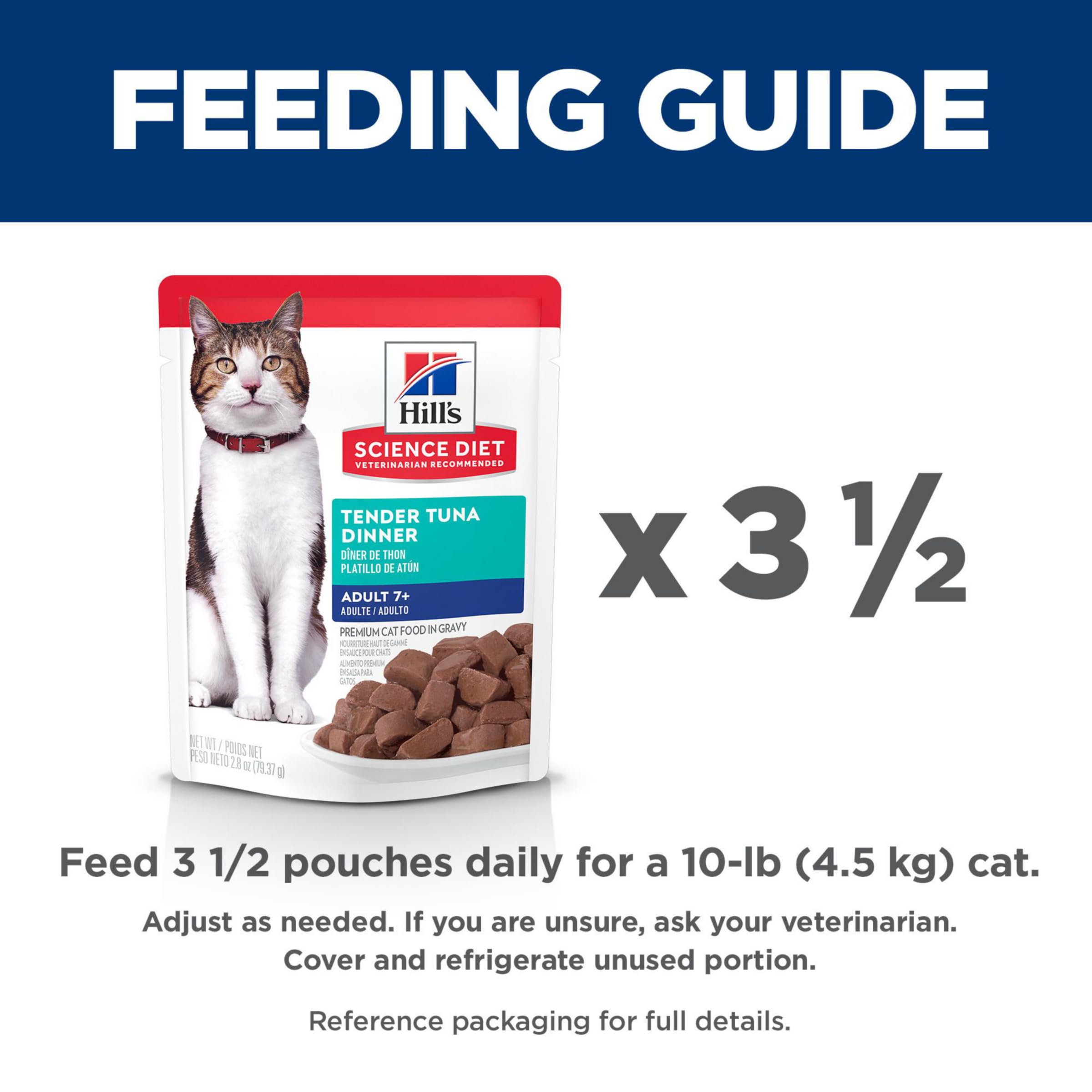 Serving time with a single-serve pouch for senior cats