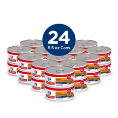 Hill's Science Diet Adult 7+ can closeup; real chicken texture supports appetites