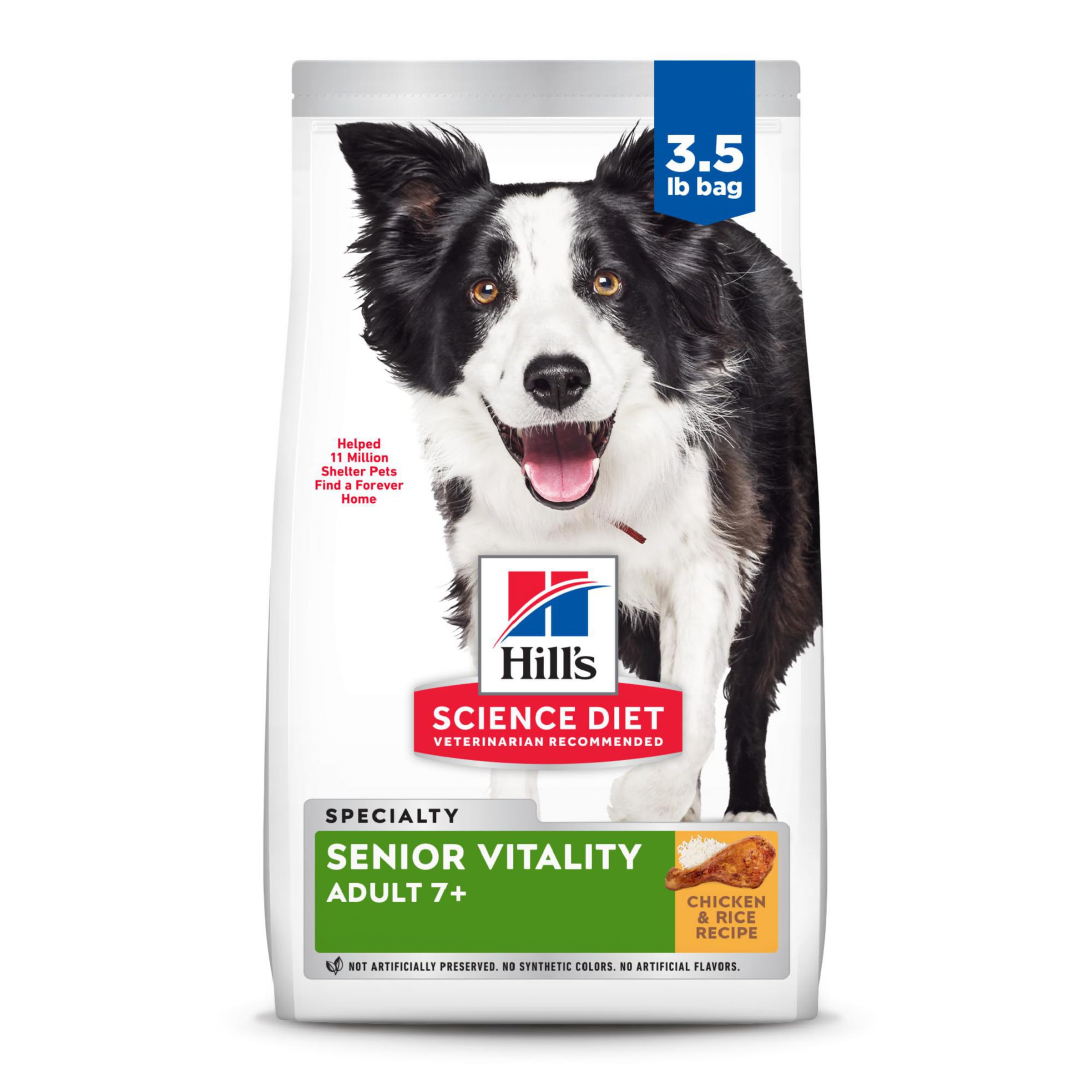 Hill's Science Diet Senior Vitality chicken and rice bag supports energy and easy digestion