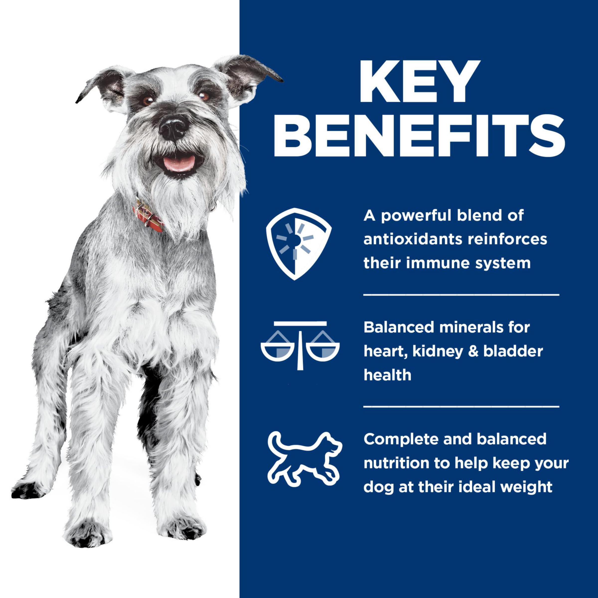 Hill's Science Diet 7+ wet dog food with gravy, chicken and vegetables, palatable for seniors.