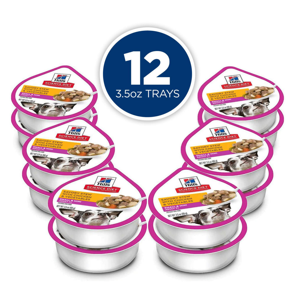 Hill's Science Diet 7+ wet food, chicken and vegetables, easily digestible for senior dogs.