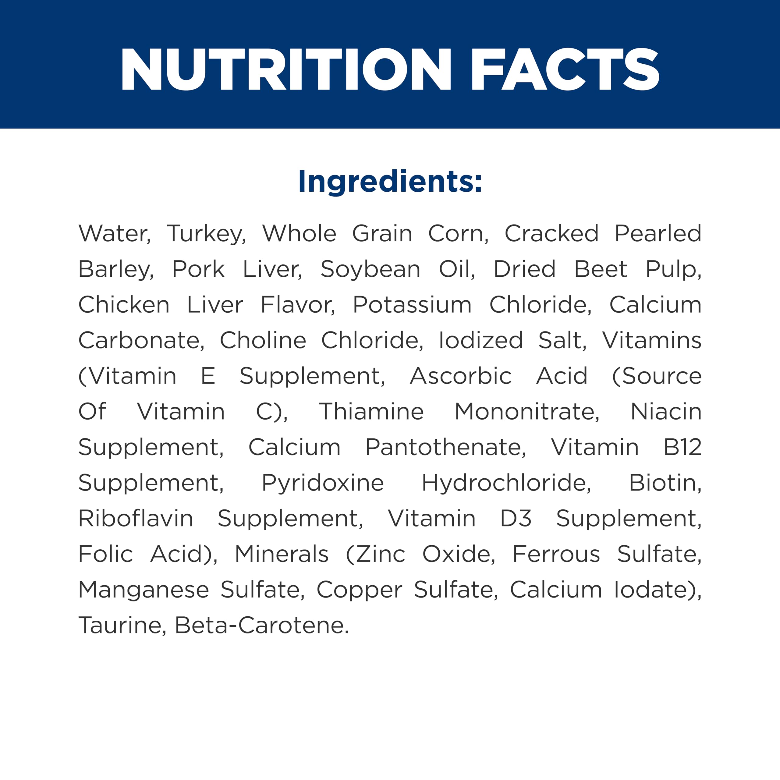 Hill's Science Diet Adult 7+ nutrition facts label closeup communicates minerals and vitamins