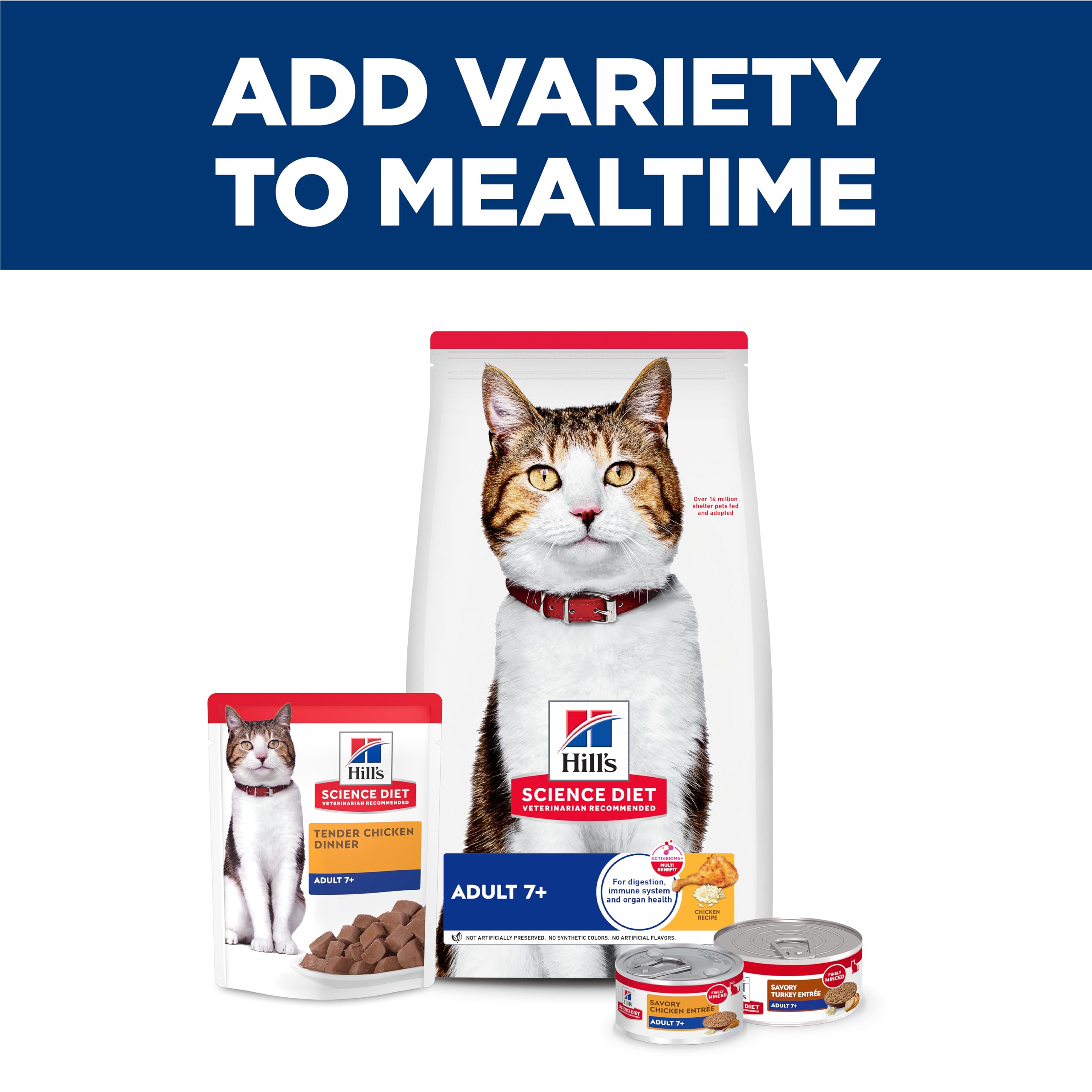 Hill's Science Diet 7+ formula with Vitamin C+E supports healthy aging