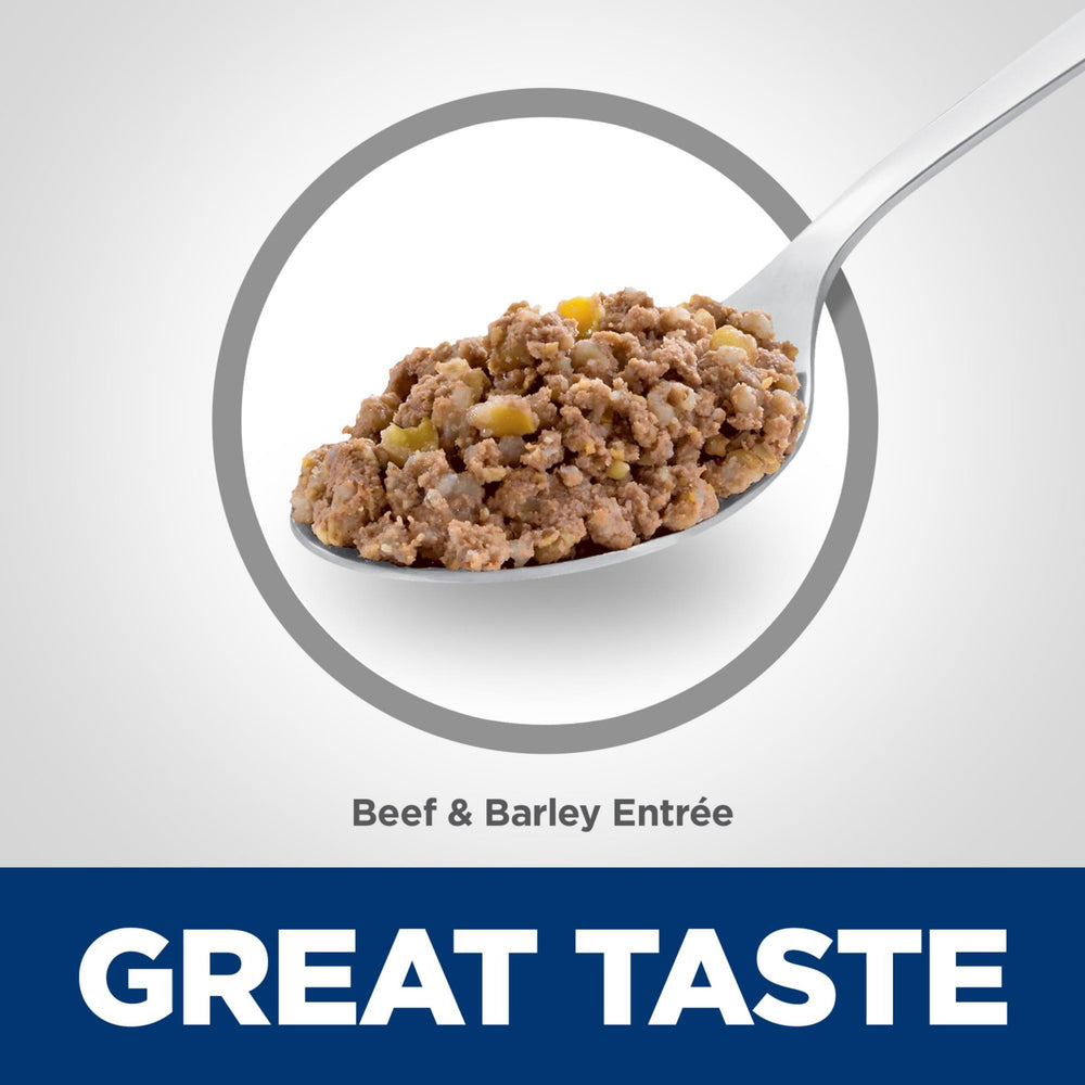 Hill's Science Diet adult beef & barley wet dog food lid – keeps freshness intact.