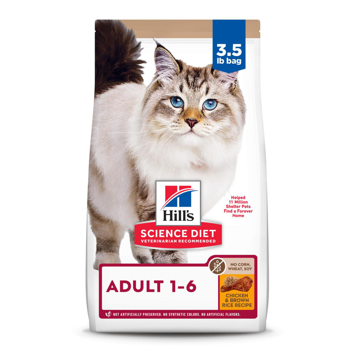 Hill's Science Diet adult cat chicken 3.5lb bag promotes balanced, premium protein