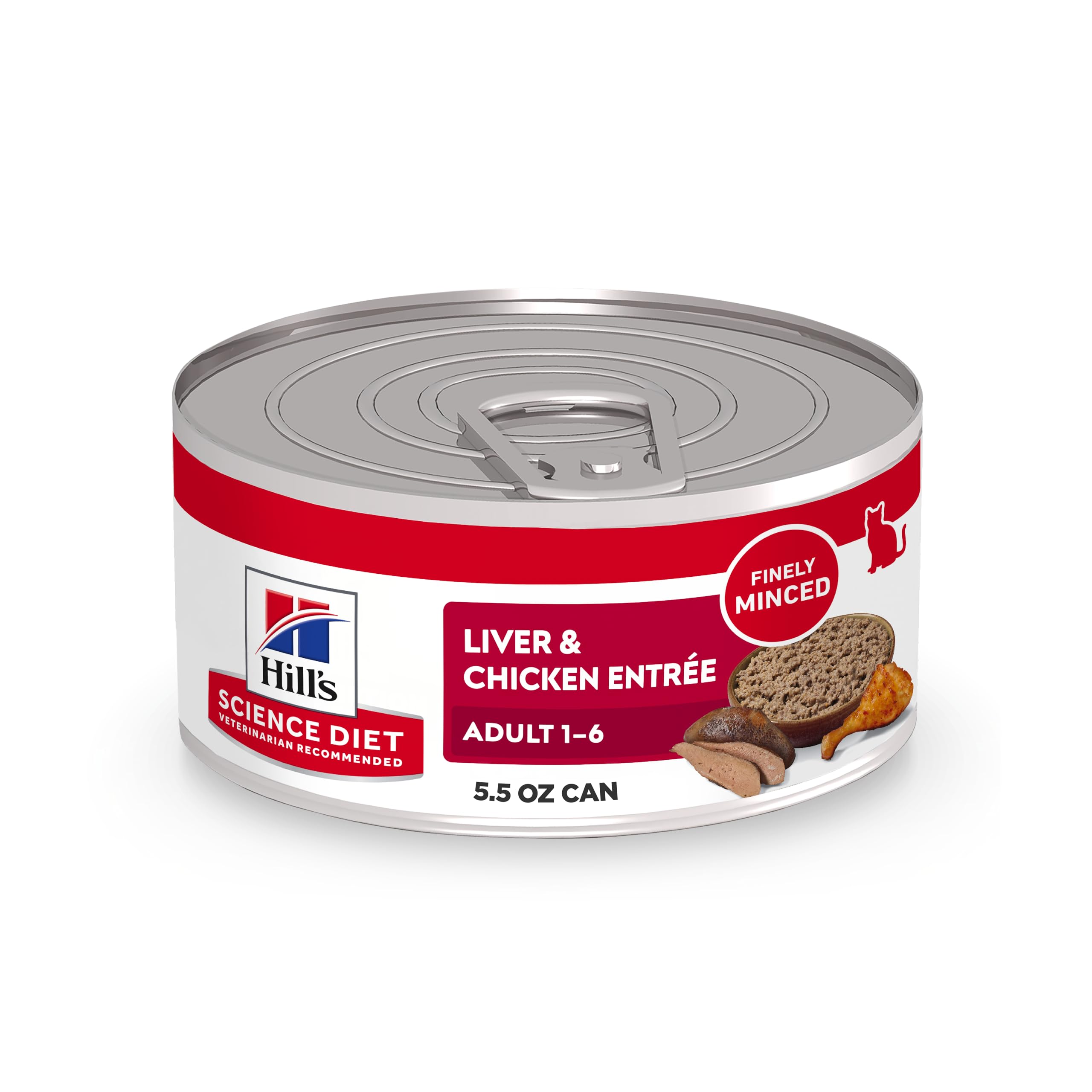 Hill's Science Diet Adult Cat liver-chicken 5.5oz can shows premium protein for lean muscle