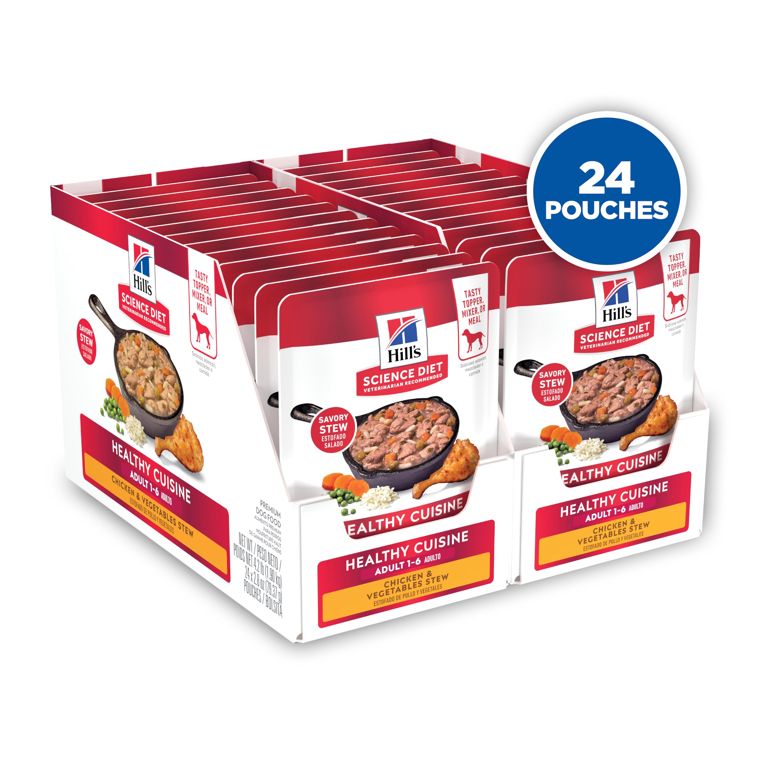 Hill's Science Diet pouch back highlights balanced nutrition and immune-supporting vitamins.