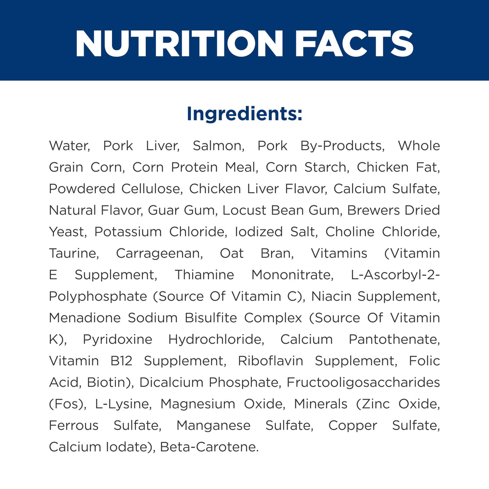 US-made Hill's Science Diet Indoor Ocean Fish Entree label and global ingredients