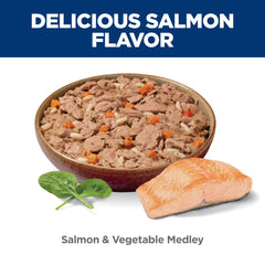 Hill's Science Diet Salmon-vegetable can includes antioxidants and vitamins for immune health support.