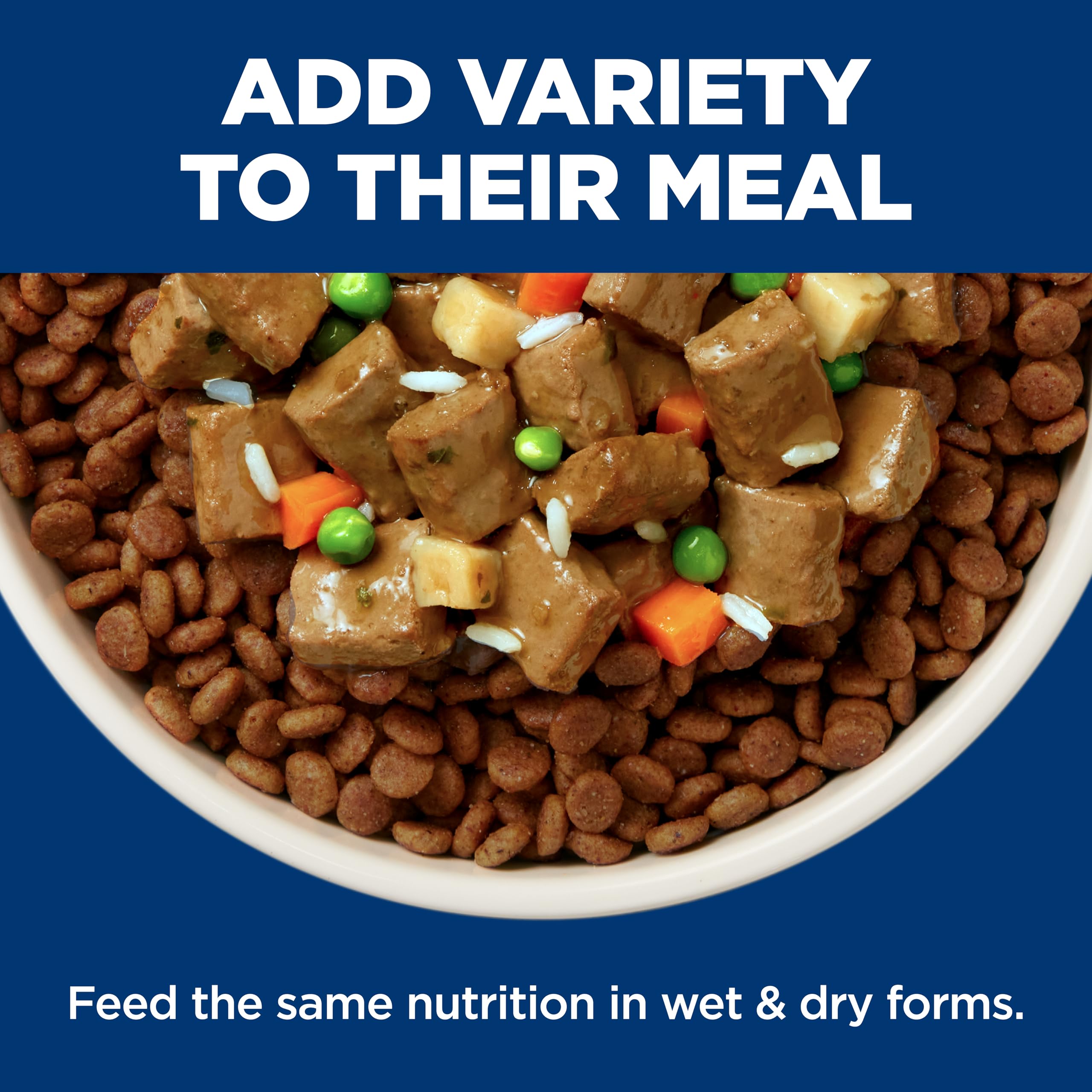 Cans stacked of Hill's Science Diet Adult Perfect Weight & Joint Support wet food.