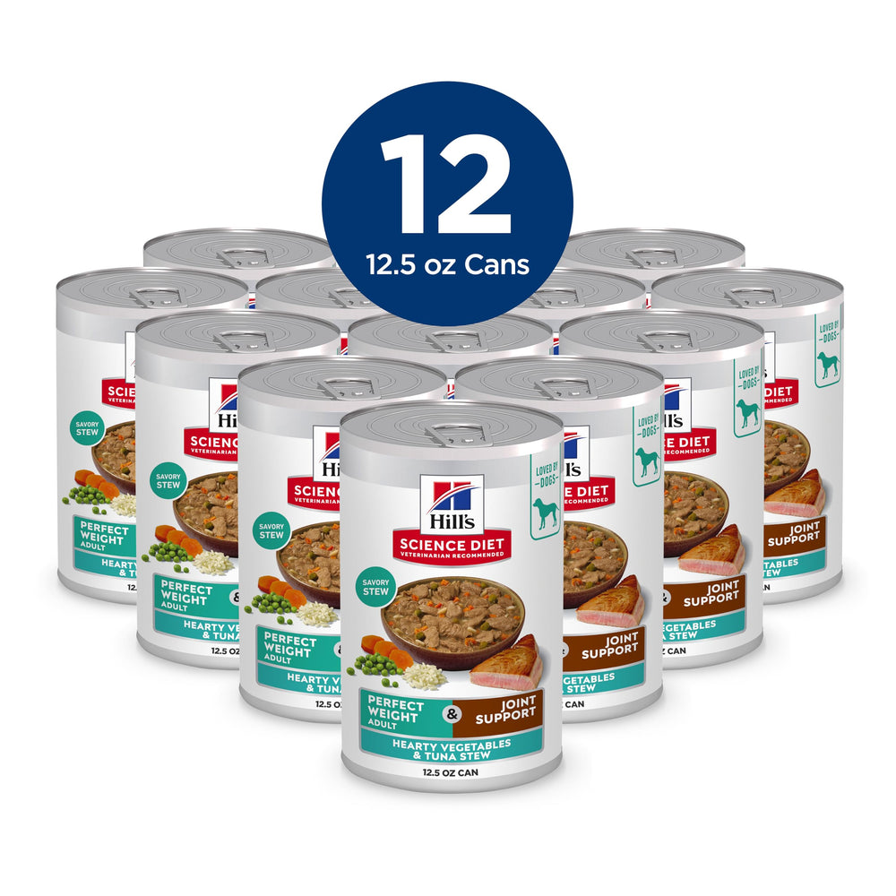 Hill's Science Diet tuna stew bowl with Adult Perfect Weight & Joint Support.