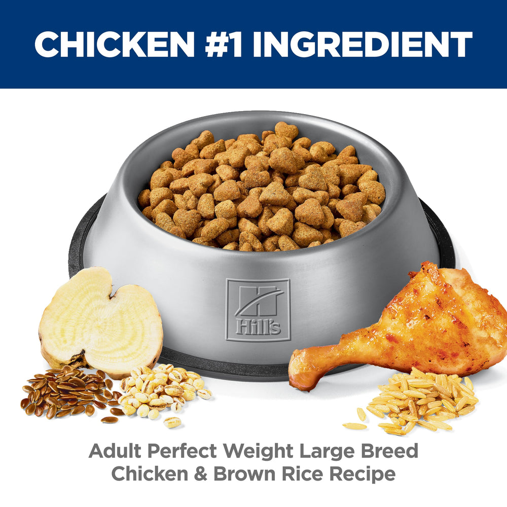 Hill's Science Diet chicken and brown rice ingredients highlight wholesome nutrition for weight management.