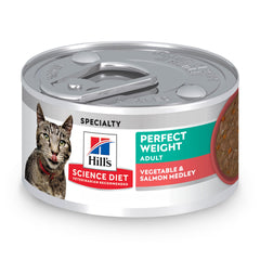 Hill's Science Diet adult perfect weight salmon-vegetable medley cans support weight management in cats